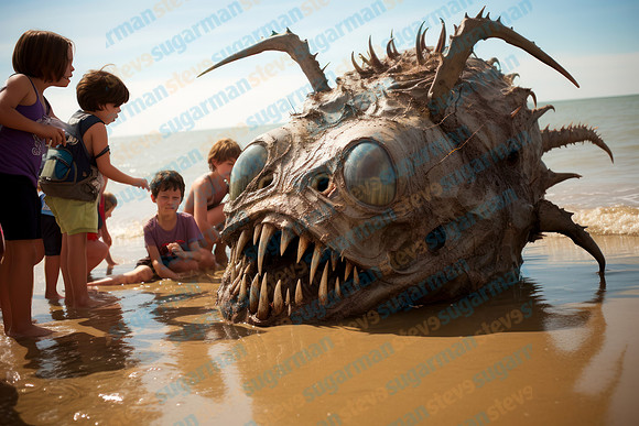 stevesugarman_deep_sea_monster_washed_up_on_beach_kids_playing_d5e8a38f-7099-42cc-8bb5-206a318a75ab-gigapixel-hq-scale-6_00x