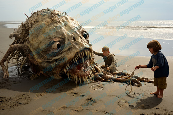 stevesugarman_deep_sea_monster_washed_up_on_beach_kids_playing_cee76bf4-8b7b-4dac-b05b-636497f12109-gigapixel-hq-scale-6_00x