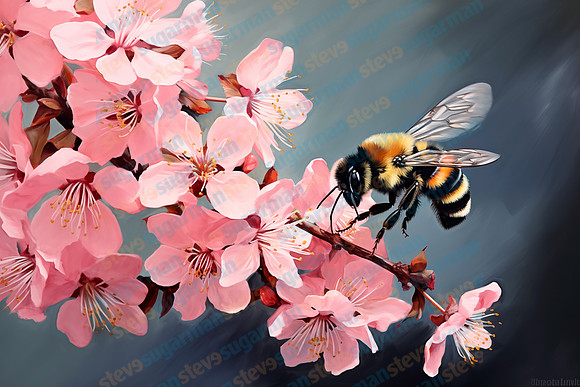 stevesugarman_bumblebee_in_flower_acrylic_painting_minimalistic_2e3b1872-d174-45cb-8643-2122fc077a1d
